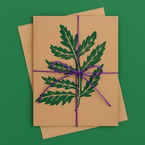 Hand Block Printed Fall Leaf Card – 5×7 Art Card with Envelope – Botanical Autumn Greeting