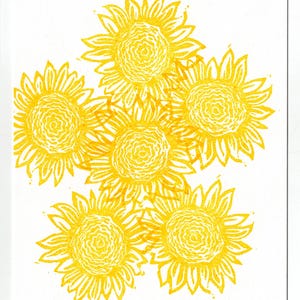 Sunflower Block Print (5&quot;x7&quot;) with Envelope