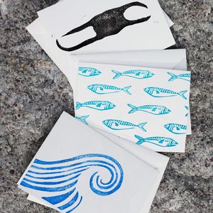 Nautical Block Print Card (4&quot;x6&quot;) with Envelope (Set of 3)