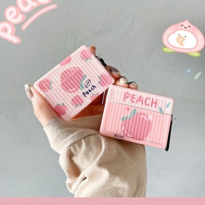 Kawaii fruit peach pink airpood case for airpods1/2/pro,peach airpods case,pink airpod case,summer airpods case,gift for her