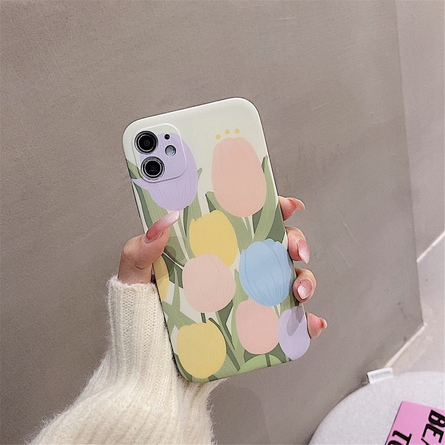 Tulip oil painting pattern floral phone case for Etsy