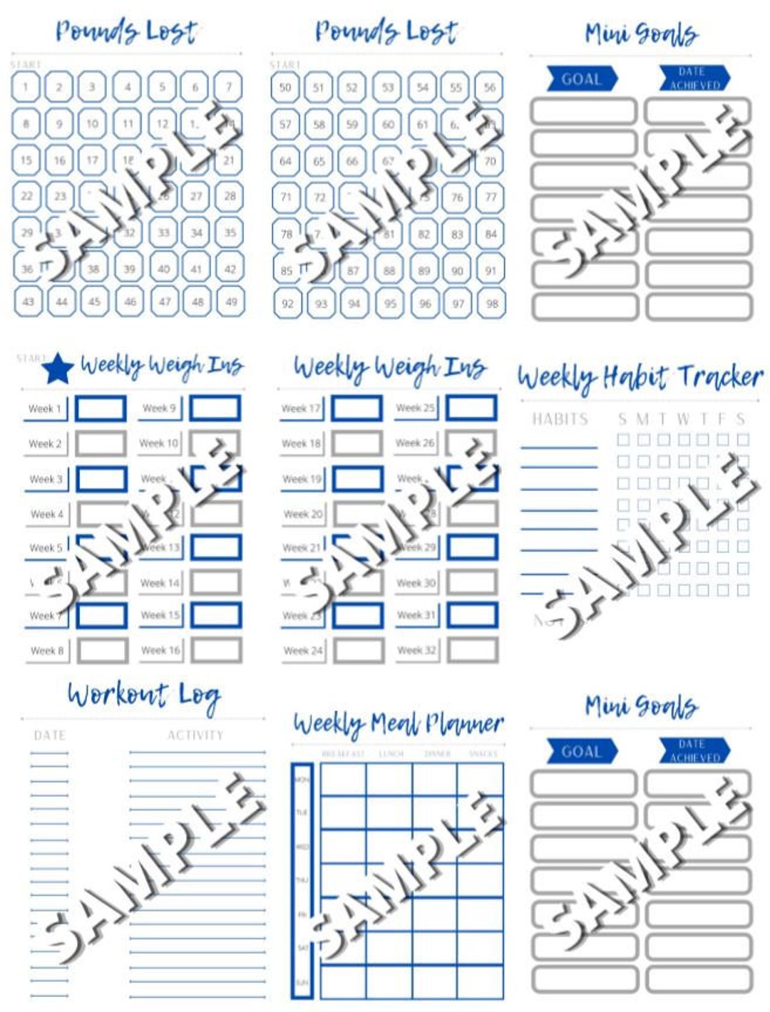 Weight Loss Tracker, Fitness Tracker, Weight Watchers Trackers, Weight