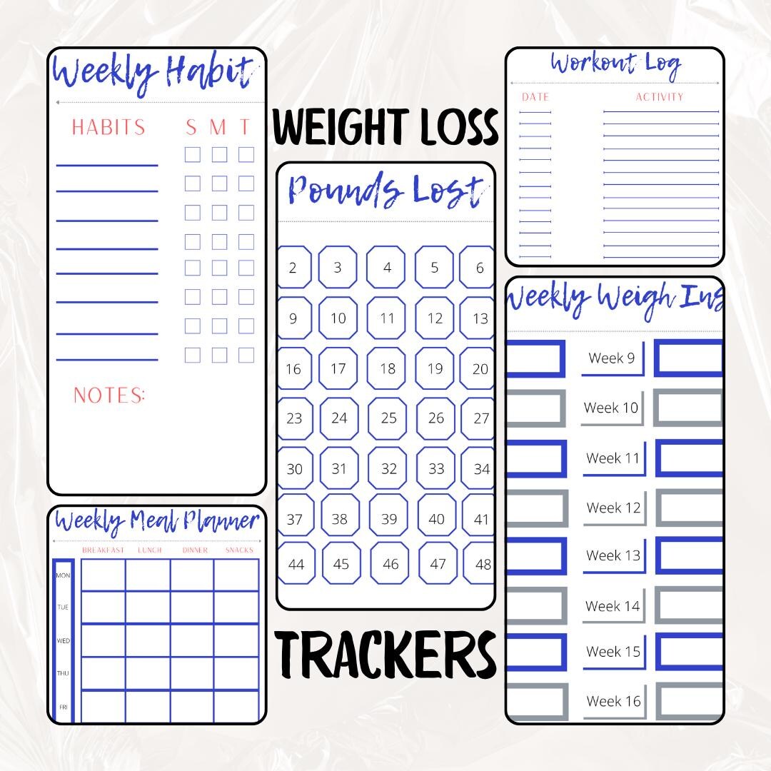 Weight Loss Tracker Printable | Weekly Weigh-in Log, Habit & Workout ...