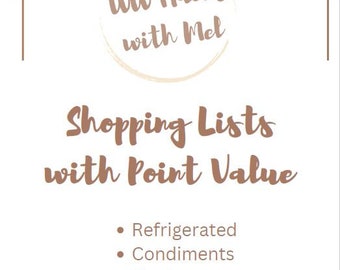 WW Digital Download Shopping Lists with Points Values