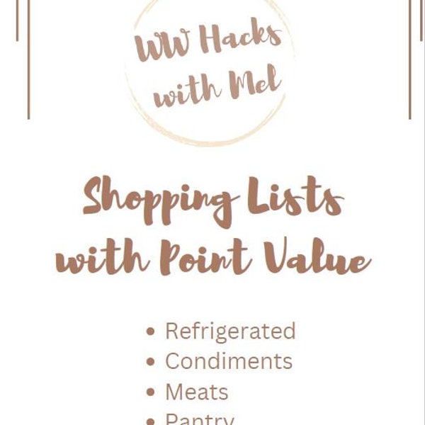 WW Digital Download Shopping Lists with Points Values