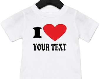 Personalised I Love Baby T-Shirt, I Heart Custom Shirt, Baby & Toddler Clothing, Gifts for Christmas, Birthday Novelty