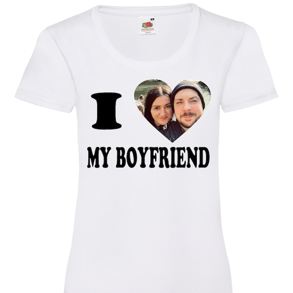 Personalised I Love My Boyfriend T-Shirt Custom Printed Mens Ladies T Shirts T-Shirt Stag Hen Top Tee Unisex Novelty Gift Christmas Present