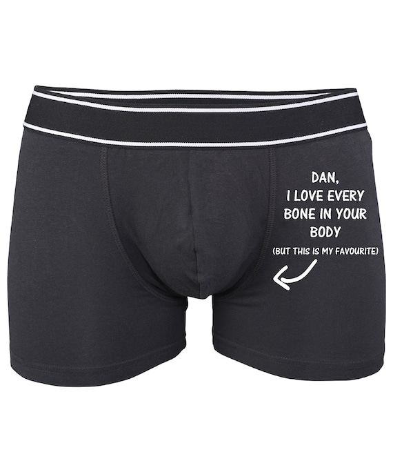 PERSONALISED MENS HIPSTER BOXER SHORTS - EMBROIDERED - ANY MESSAGE