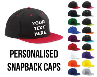 Personalised Snapback Cap Embroidered Custom Printed Trucker Cap Hat Unisex Mens Ladies Novelty Gift Christmas Funny Mothers Day Fathers Day