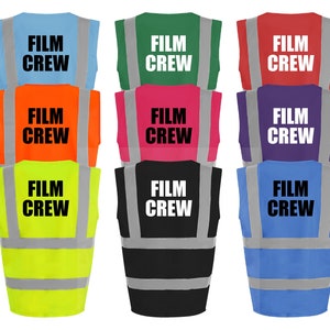 Film Crew High Vis Vest Custom Printed Hi Viz Safety Vest Reflective Event Safety Visibility Jacket Coat Waistcoat