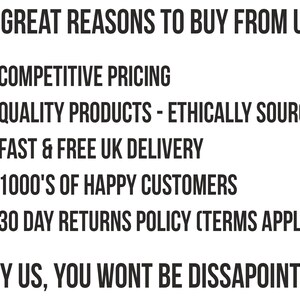 May include: 5 Great Reasons to Buy From Us: Competitive Pricing, Quality Products - Ethically Sourced, Fast & Free UK Delivery, 1000's of Happy Customers, 30 Day Returns Policy (Terms Apply). Try Us, You Won't Be Dissappointed.