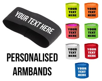 Personalised Armband, Black Funeral Memorial Armband, Custom Armband, Captains Arm Band, Hi Vis Personalized Armband Football Sports Team