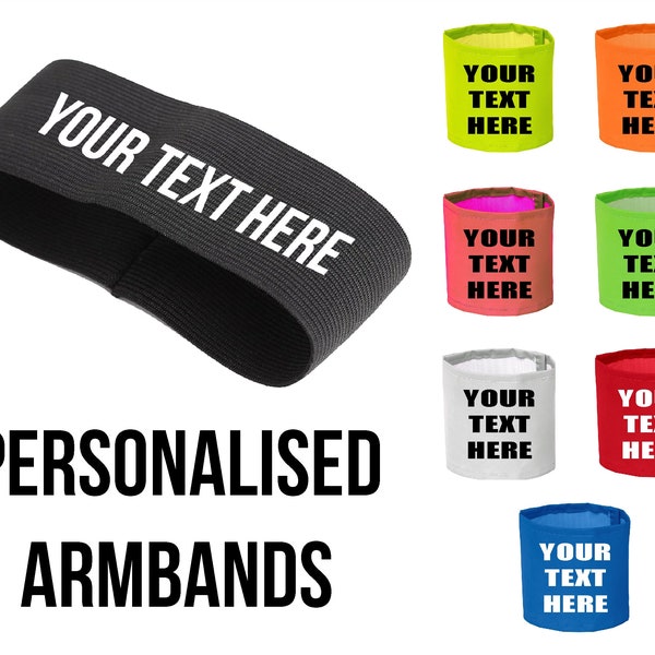 Personalised Armband, Black Funeral Memorial Armband, Custom Armband, Captains Arm Band, Hi Vis Personalized Armband Football Sports Team