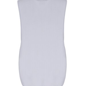 May include: A light blue sleeveless tank top.