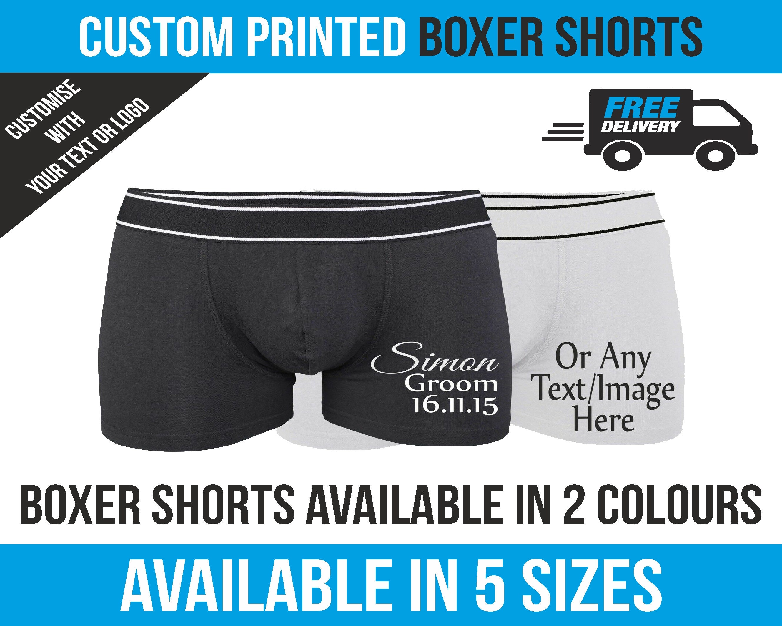 Personalised Boxer Shorts, Mens Personalized Boxers Briefs, Custom