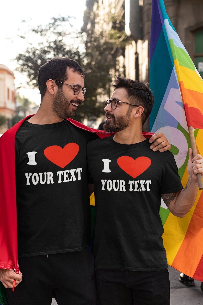 Personalised I Love T-Shirtfor Men or Women Custom Printed