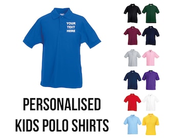 Personalised Kids Polo Shirt, Boys & Girls, Custom Embroidered Polo, Text Logo, Personalized Childrens Custom Embroider T-Shirt Customized