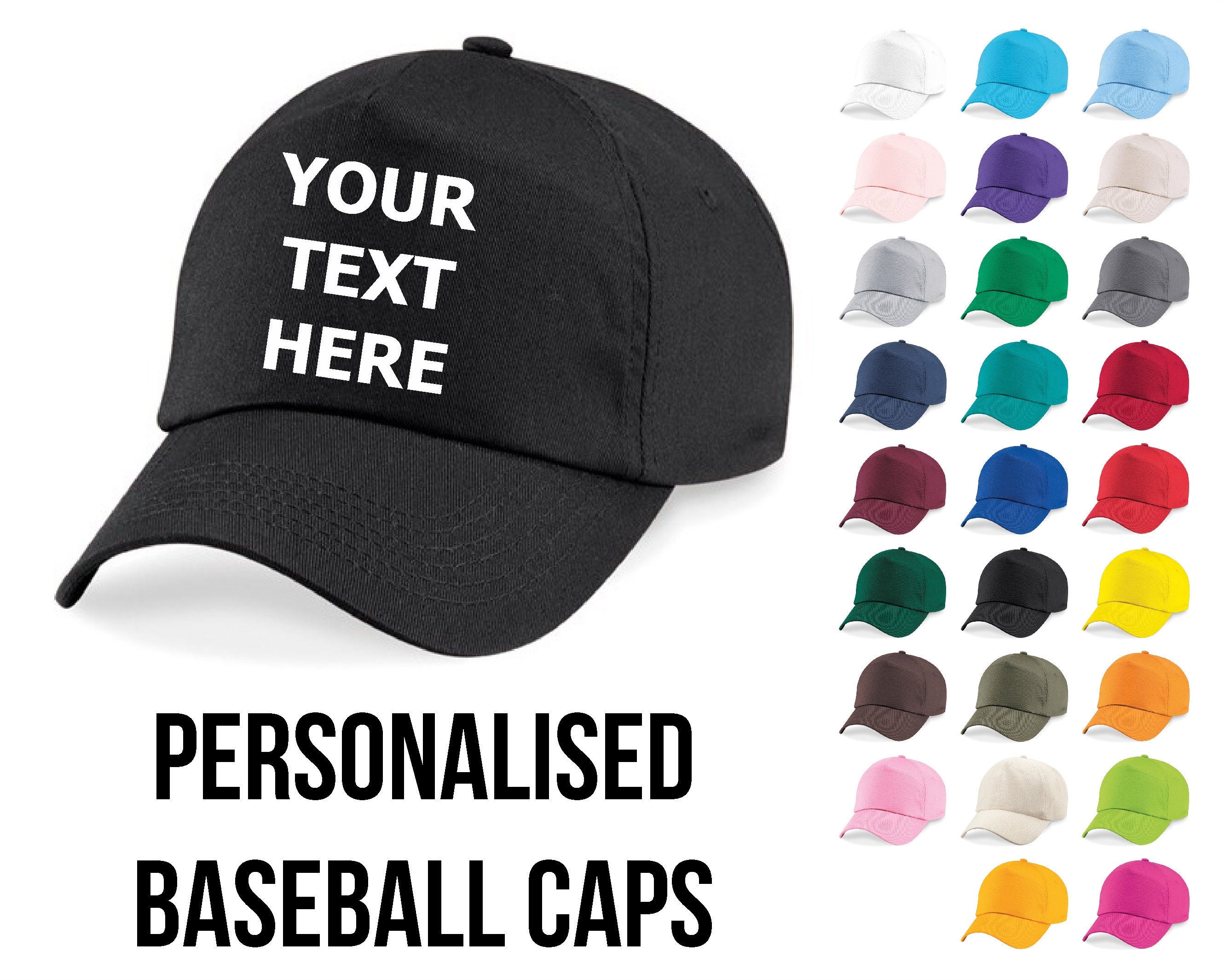 Personalised Embroidered Cap, Custom Baseball Hat, Personalized Dad Hat, Printed Logo, Mens Womens 5 Panel, Fitted Trucker Cap, Golf, Sports