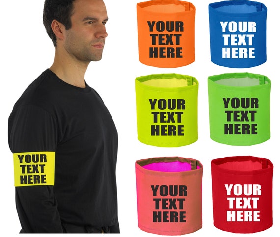 Personalised Hi Vis Armband Custom Printed High Viz Captains Football  Sports Safety Reflective Event Safety Visibility Band -  UK