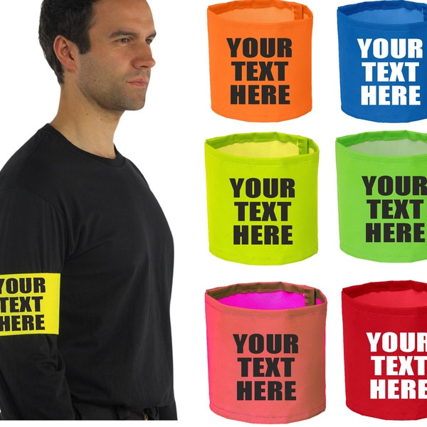 Personalised Hi Vis Armband Custom Printed  High Viz Captains Football Sports Safety Reflective Event Safety Visibility Band