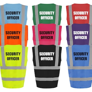 Security Officer High Vis Vest Custom Printed Hi Viz Safety Crew Vest Reflective Event Safety Visibility Jacket Coat Waistcoat