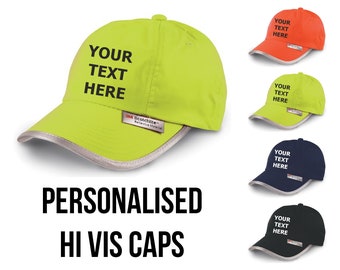 Personalised Embroidered Hi Vis Safety Visibility Baseball Cap Custom Printed Hat Unisex Mens Ladies Novelty Gift Christmas
