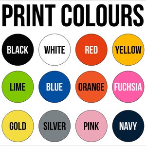 K&ouml;nnte beinhalten: Eine Farbkarte mit 12 Farbfeldern, wobei die Namen der einzelnen Farben in wei&szlig;er Schrift gedruckt sind. Die Farben sind: Schwarz, Wei&szlig;, Rot, Gelb, Limette, Blau, Orange, Fuchsia, Gold, Silber, Rosa und Marine.