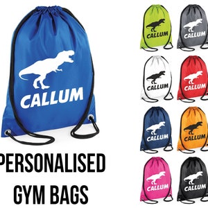 Sac PE personnalisé T-Rex Dinosaur Swim Bag School Bag Imprimé PE Kit Sack Sports Enfants Sac à cordon de serrage Sports Enfants Phys Ed Sports Sack