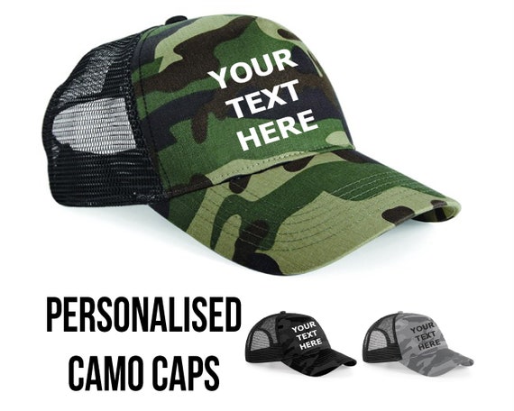 Personalised Baseball Cap, Embroidered Camouflage Hat, Unisex
