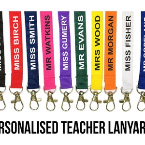 Tour de cou personnalisé pour enseignant avec porte-badge, tours de cou personnalisés avec porte-carte d'identité, tour de cou personnalisée, tour de cou séparable