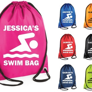 Sac de natation personnalisé Sac de sport imprimé Sac de natation Sac PE Kit Sports Kids Drawstring School PE Kit Sack Sports Kids Phys Ed Sports Sack Nouveauté
