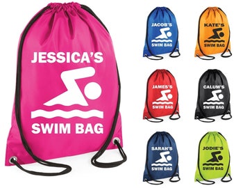 Personalised Swim Bag Printed Gym Bag Swim Bag PE Kit Sack Sports Kids Drawstring School PE Kit Sack Sports Kids Phys Ed Sports Sack Novelty