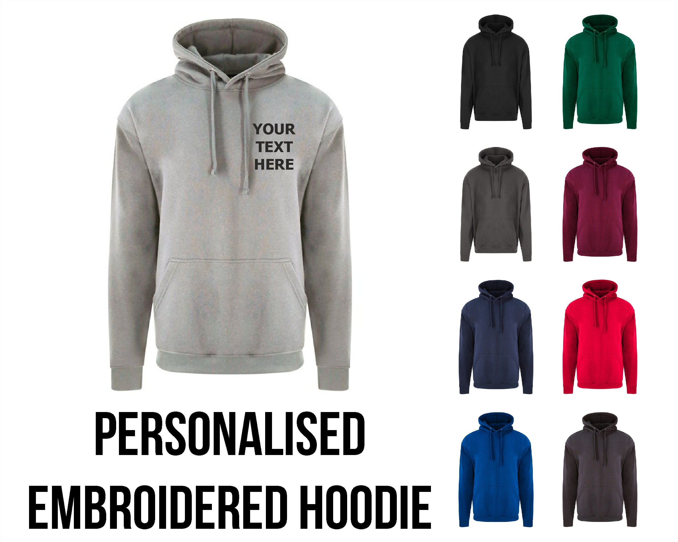 Personalised Embroidered Hoodie Mens Womens Hoodie Sweatshirt Custom Embroidered Sweatshirt Sweater Sweat Shirt Unisex Jumper Etsy Mexico