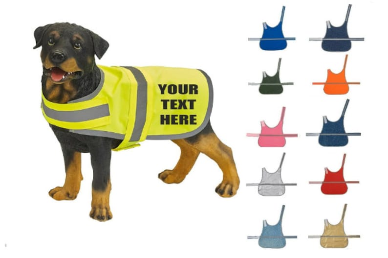 Personalised High Vis Dog Coat Custom Printed Hi Viz Pet Safety Vest Reflective Dog Walking Safety Jacket Vest image 1