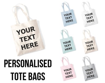 Personalised Tote Bag, Custom Shopping Bag, Printed Text or Logo, Reusable Shopper Bag, Bridesmaid Bag Gift Bridal Tote Bag Monogram Grocery