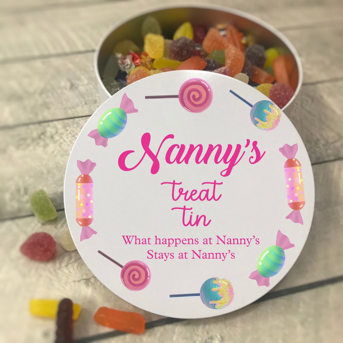 Personalised Sweet Tin Treat Box Metal Gift Nannys Treat Tin Etsy UK