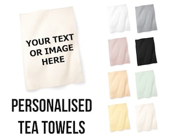 Personalised Tea Towel Photo Custom Printed Cotton Kitchen Dish Cloth Luxurious Novelty Gift Christmas Mothers Day Present