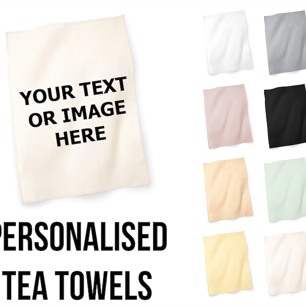 Personalised Tea Towel Photo Custom Printed Cotton Kitchen Dish Cloth Luxurious Novelty Gift Christmas Mothers Day Present