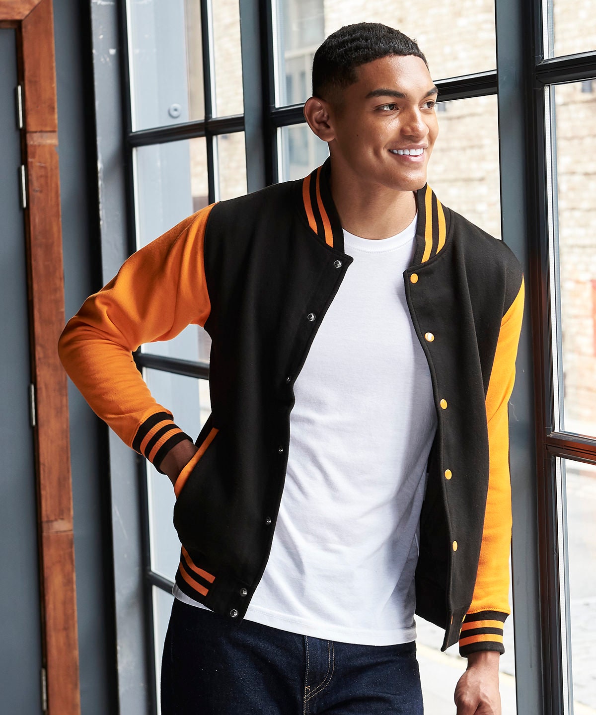 yellow and black varsity jacket