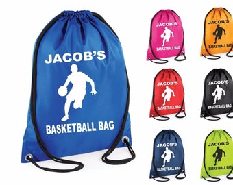 Personalised Basketball Bag Printed Gym Bag Swim Bag PE Kit Sack Sports Kids Drawstring School Kit Sports Kids Phys Ed Sports Sack Novelty