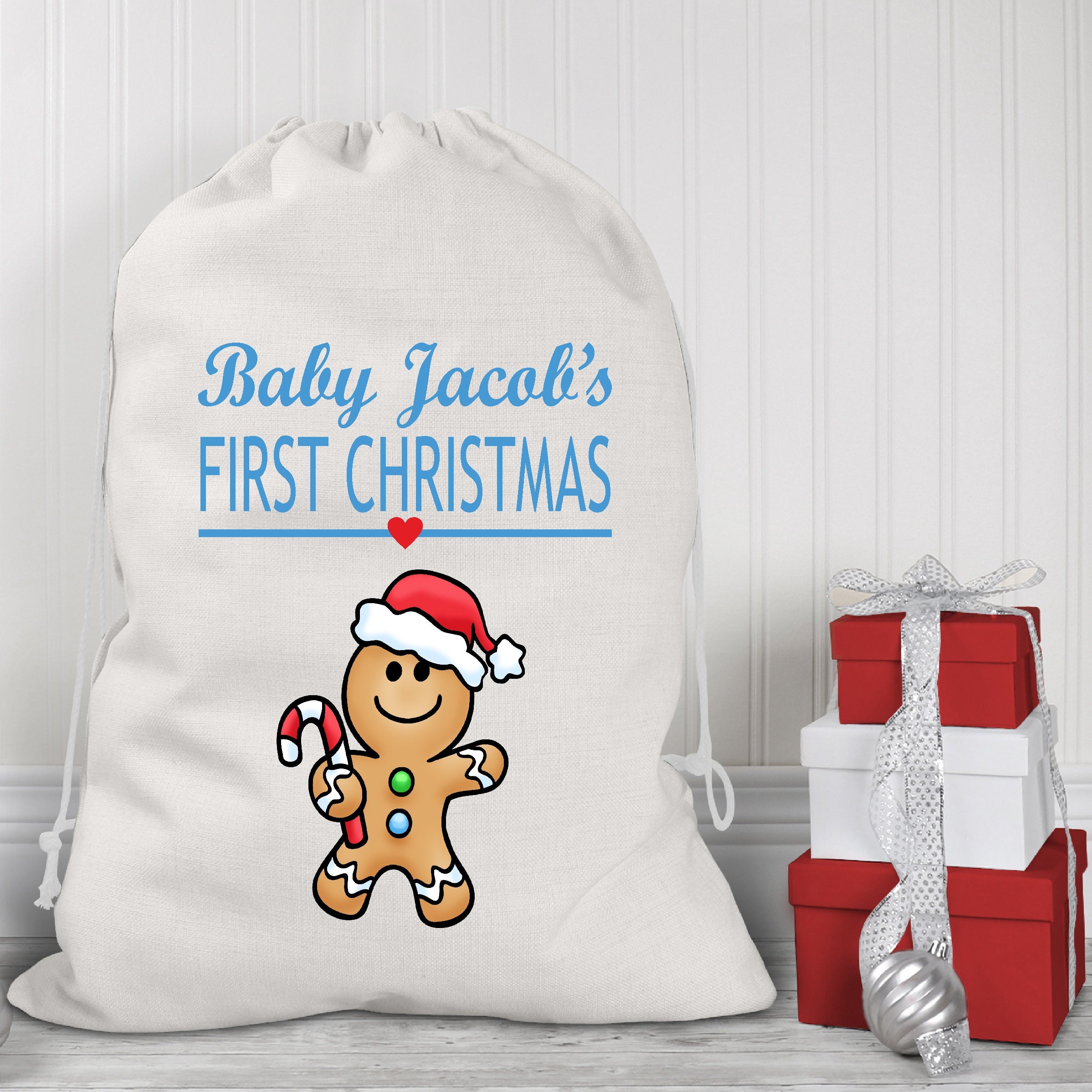 PERSONALISED BABY'S FIRST CHRISTMAS/SANTA SACK Choose Your Colour 
