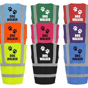 Dog Walker High Vis Vest Custom Printed Hi Viz Safety Vest Reflective Event Safety Visibility Jacket Coat Waistcoat