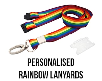 Custom Lanyards, Personalised Rainbow Lanyard ID Holder, LGBTQ Pride, Personalized lanyards and badge holders, Breakaway Lanyard for Keys,