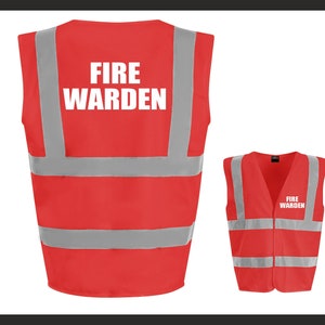 Personalised Fire Warden High Vis Vest Hi Viz Safety Reflective Event Safety Personalized Visibility Jacket Coat Waistcoat