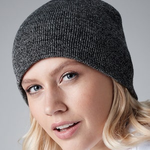 May include: A gray knit beanie with a ribbed texture.