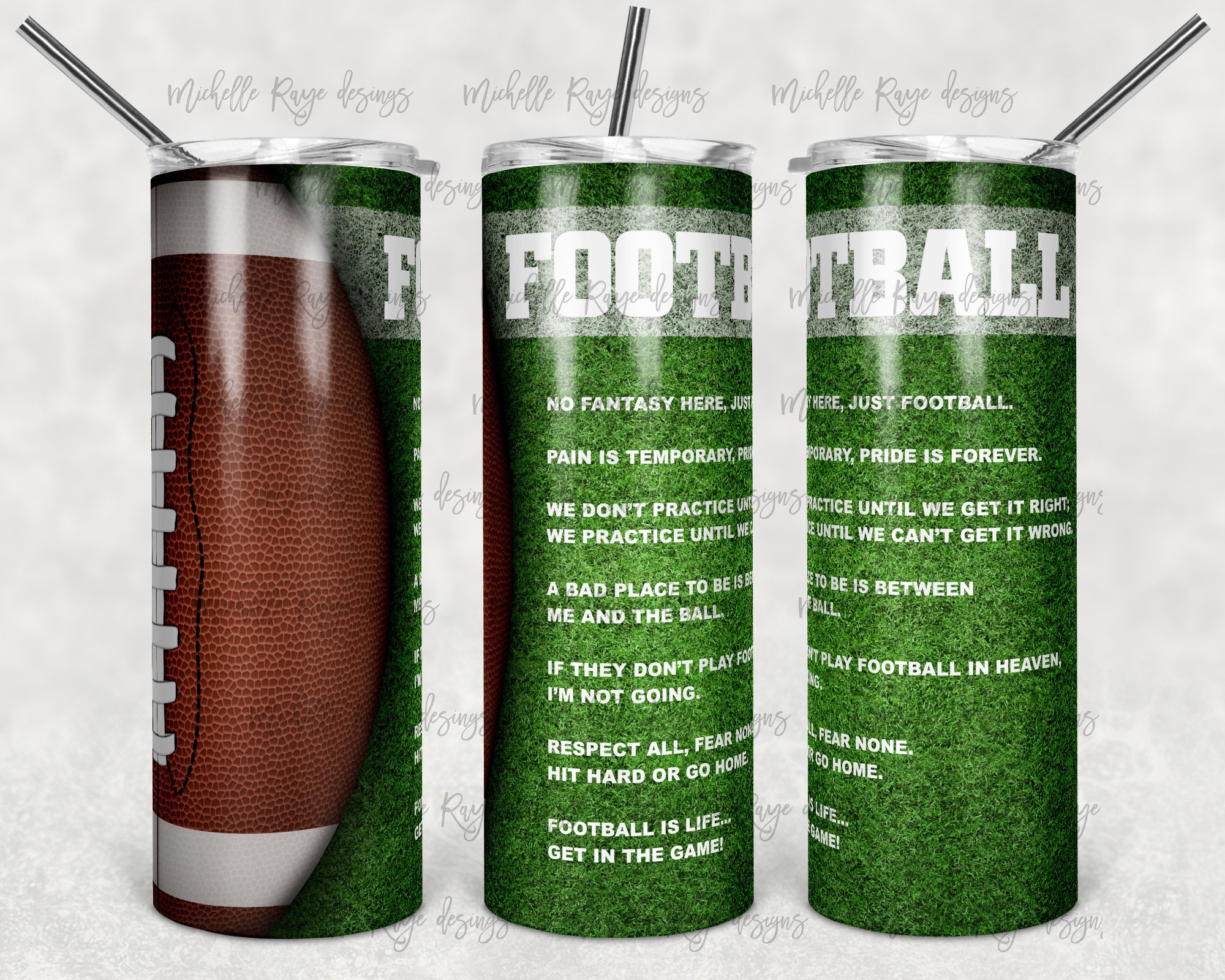 Custom 20 oz. Football Tumbler - Pigskin Material Travel Mug
