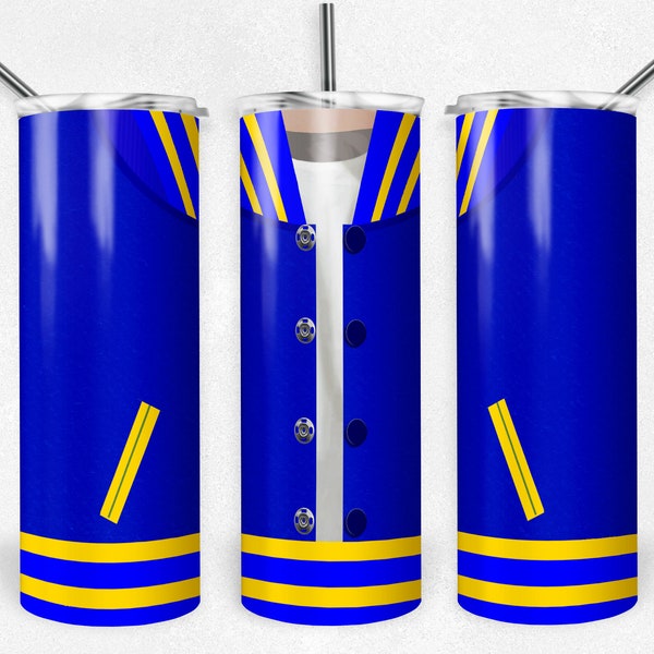 Boys Varsity Jacket, Royal Blue and Yellow, Sports, School Spirit, Sublimation Design, 20 oz. Skinny Tumblers, Instant Download, Mockup