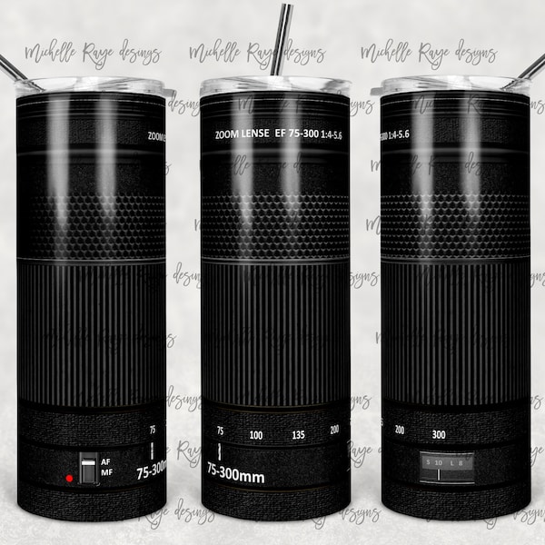 Camera Lens design, Photographer, 20 oz skinny tumbler design.  Instant digital design, photgraphy, sublimation design