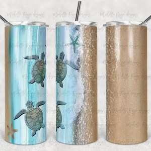 Strandschildkröte Blank, Meer und Sand, Sublimation, 20 oz. Skinny Becher, Sofortiger digitaler Download, PNG
