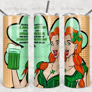 Pop Art Leprechaun, Strange Little Men, St Patrick&#39;s Day, Patty&#39;s Day, Sublimation, 20 oz Skinny Tumbler, Instant Download